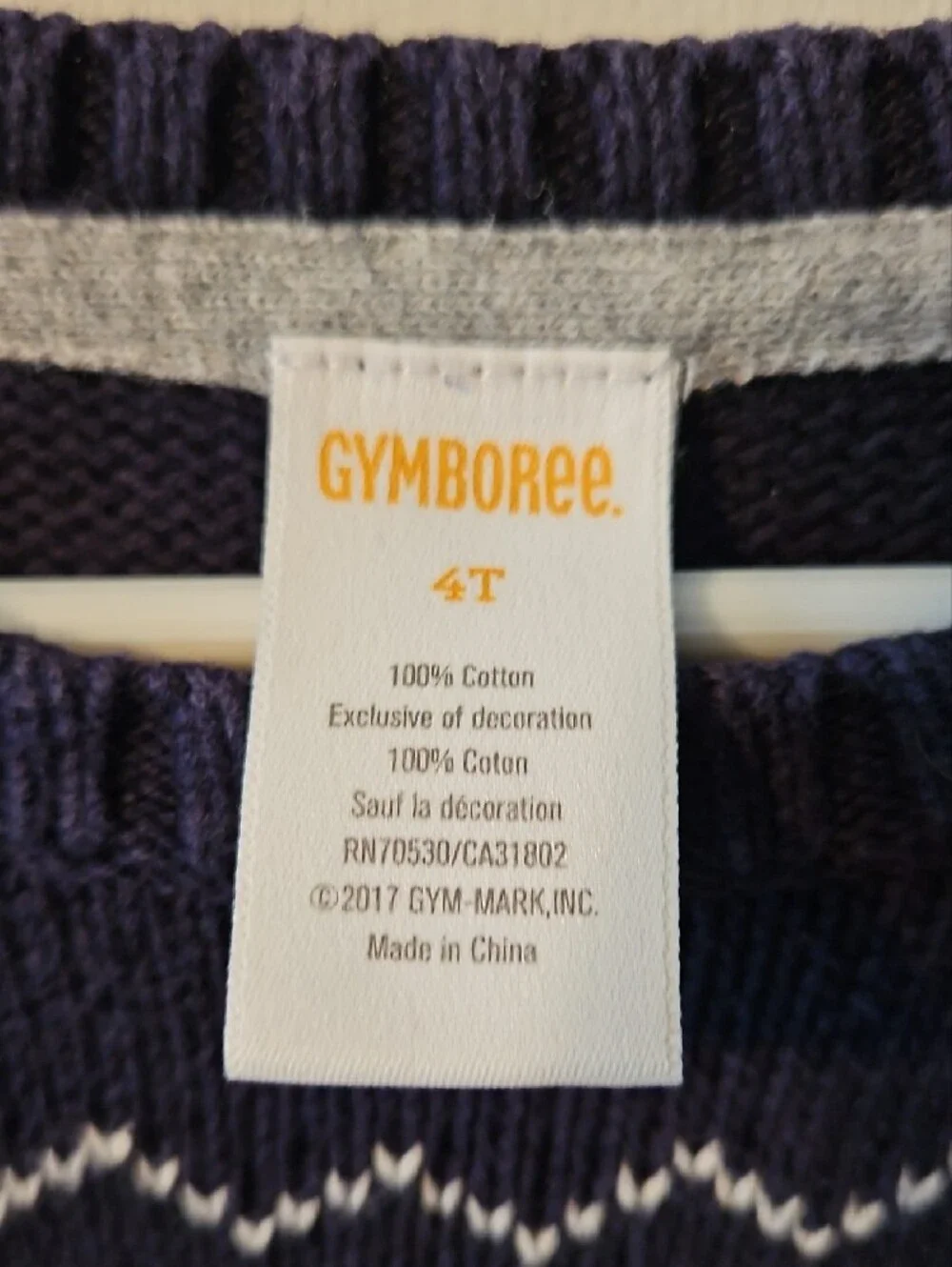 Gymboree Navy Fair Isle Crewneck Sweater with Orange Truck Motif